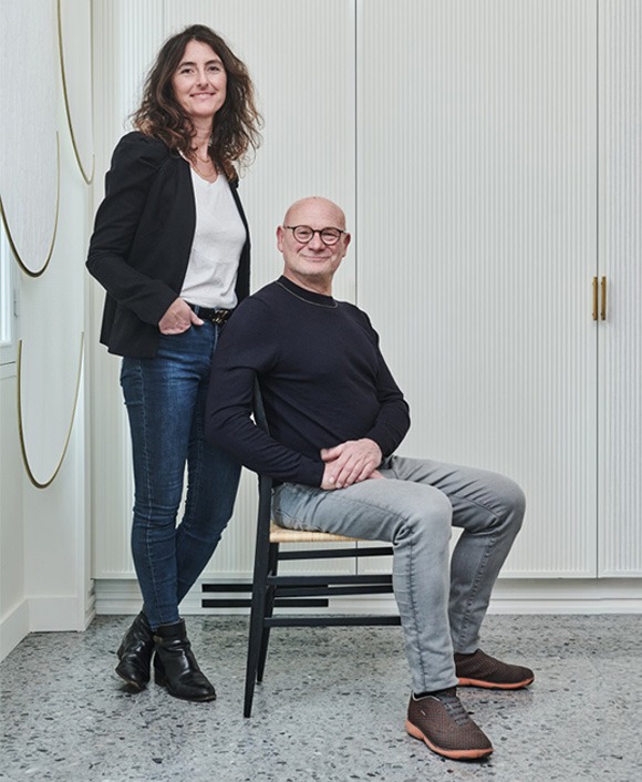 Charlotte Biltgen – designer et architecte d’intérieur et Alain Ellouz – fondateur et dirigeant d’Alain Ellouz Paris